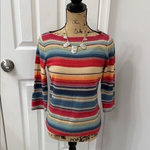 Lauren Ralph Lauren Striped Multicolor Boat neck Top
